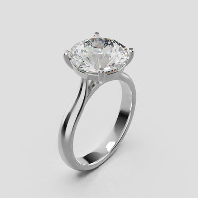 Navata, 3ct round lab grown diamond engagement ring, Cathedral Plain Sides, 18K white gold - turning