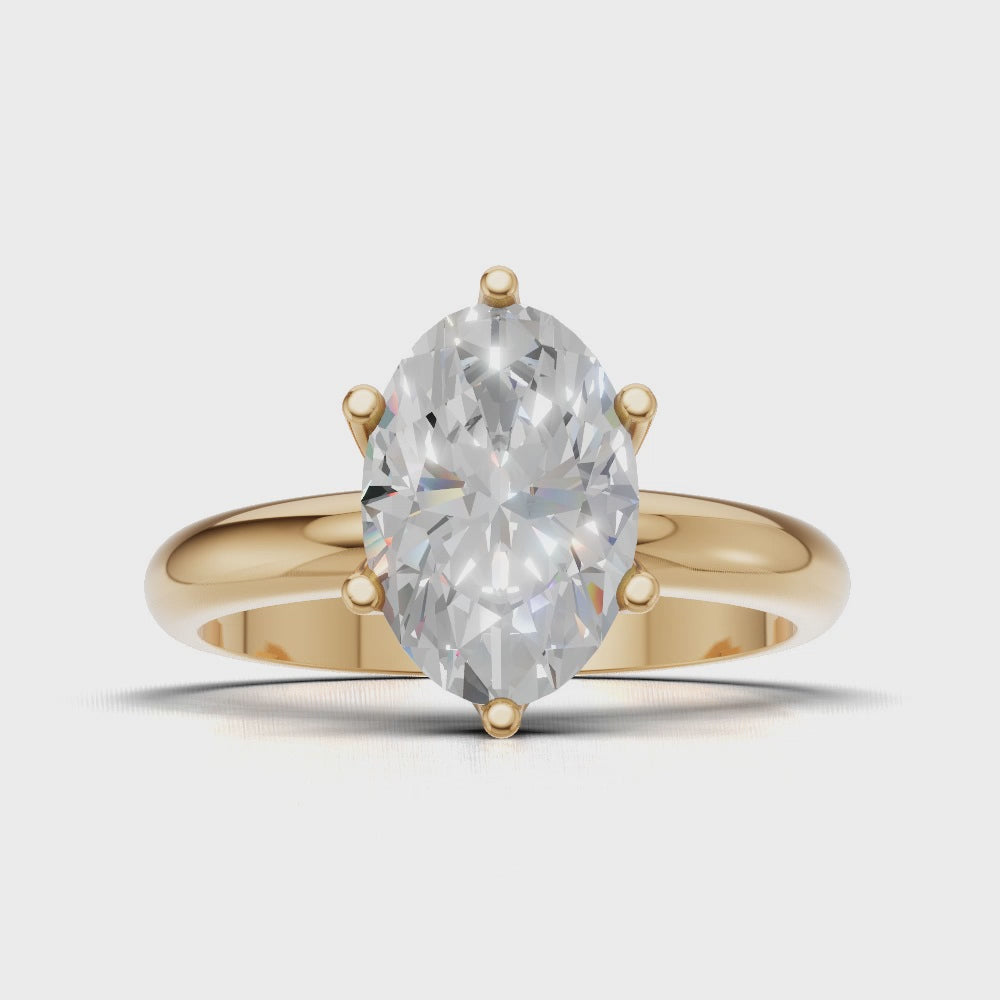 Calice, 1.5ct oval lab grown diamond engagement ring, Petal Set, 18K yellow gold - turning
