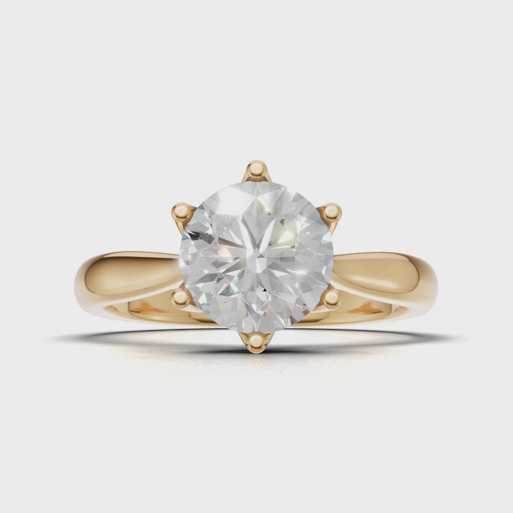 Germoglio, 1ct round lab grown diamond engagement ring, Hidden Petal Set, Fixed Width, 18K yellow gold - turning