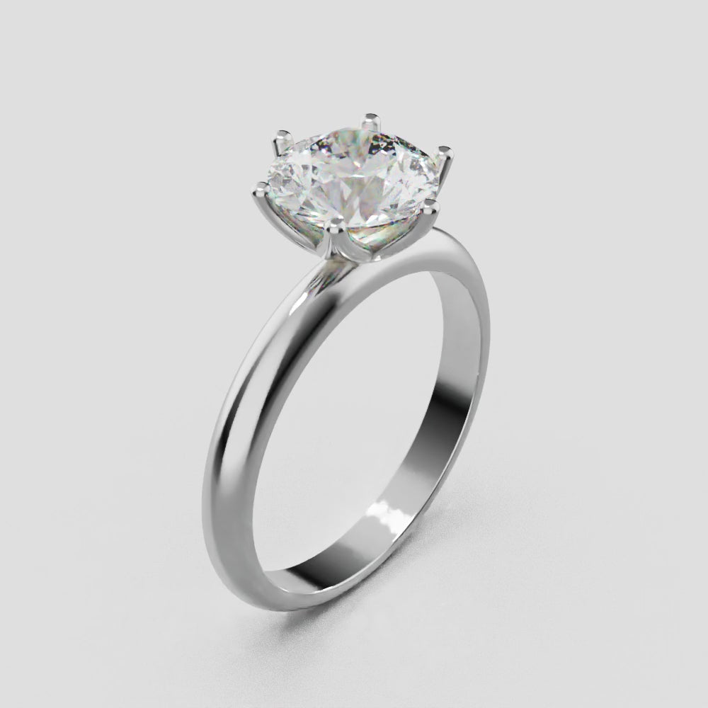 Bocciolo, 1.5ct round lab grown diamond engagement ring, Petal Invisible, 18K white gold - turning
