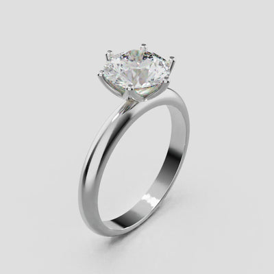 Bocciolo, 1.5ct round lab grown diamond engagement ring, Petal Invisible, 18K white gold - turning