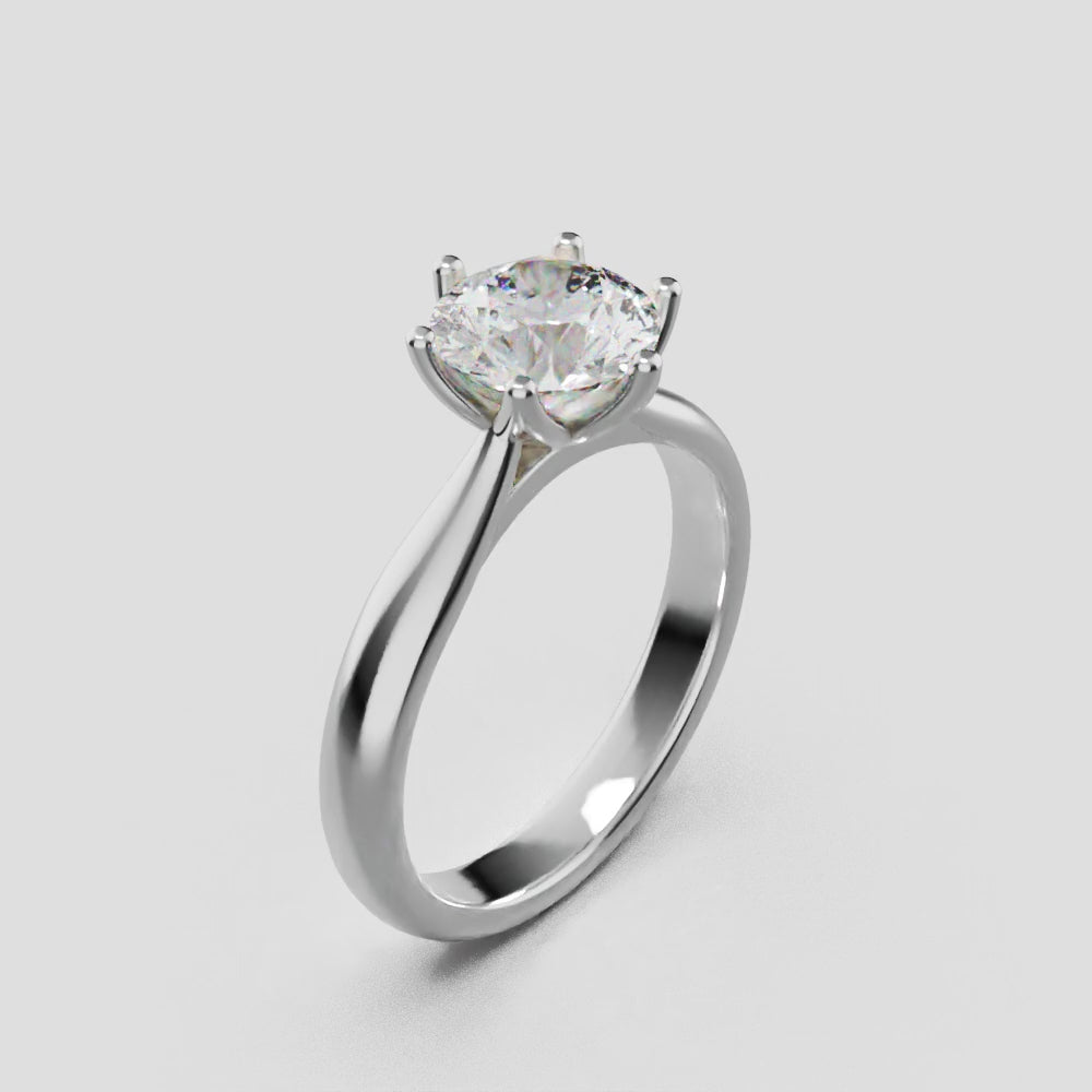 Corolla, 1ct round lab grown diamond engagement ring, Petal Cathedral, 18K white gold - turning