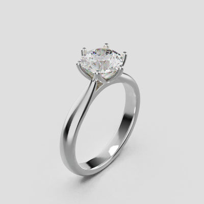 Corolla, 1ct round lab grown diamond engagement ring, Petal Cathedral, 18K white gold - turning