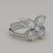 Ondina - Bague en or 18 carats avec moissanite brillante en forme de papillon