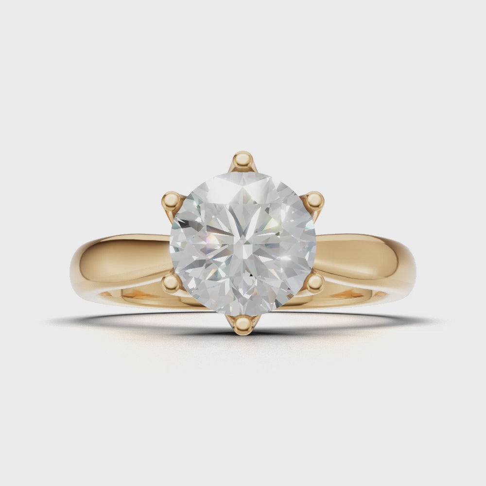 Corolla, 1ct round lab grown diamond engagement ring, Petal Cathedral, 18K yellow gold - turning