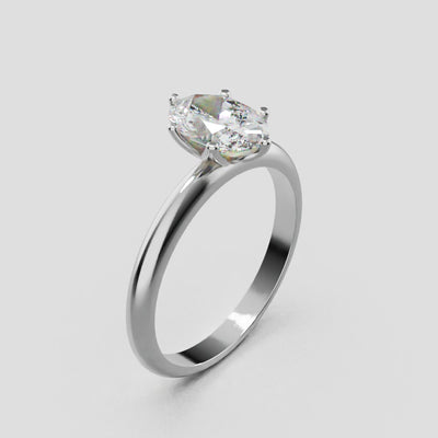 Calice, 1ct oval lab grown diamond engagement ring, Petal Set, 18K white gold - turning