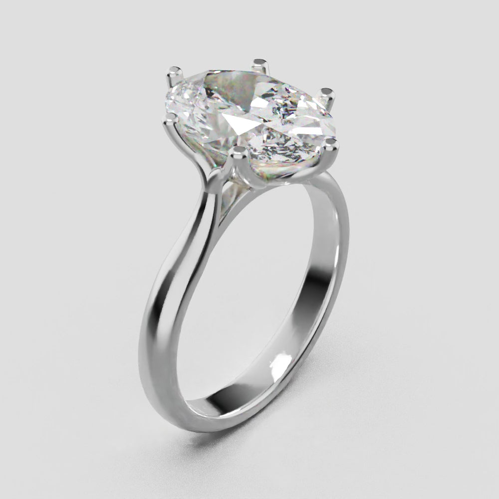 Ninfea, 3ct oval lab grown diamond engagement ring, Petal Cathedral, 18K white gold - turning