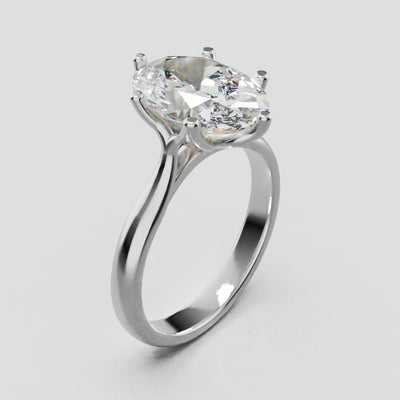Ninfea, 3ct oval lab grown diamond engagement ring, Petal Cathedral, 18K white gold - turning