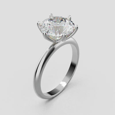 Germoglio, 3ct round lab grown diamond engagement ring, Hidden Petal Set, Fixed Width, 18K white gold - turning