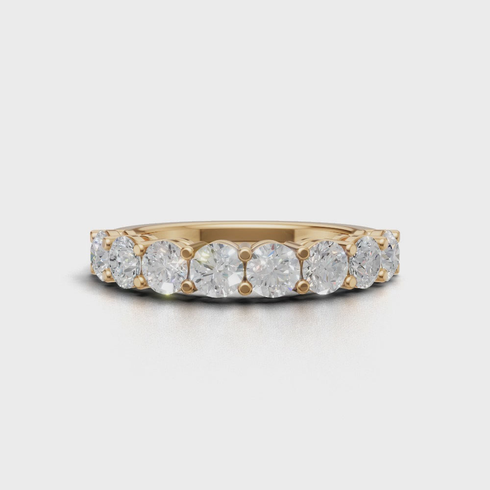 Half Eternity Basket 3.5mm lab grown diamond wedding band, 18K yellow gold - turning