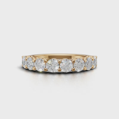 Half Eternity Basket 3.5mm lab grown diamond wedding band, 18K yellow gold - turning