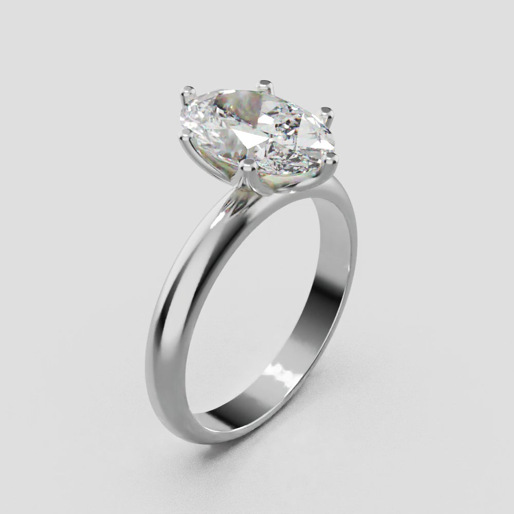 Calice, 2ct oval lab grown diamond engagement ring, Petal Set, 18K white gold - turning