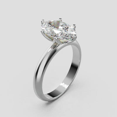 Calice, 2ct oval lab grown diamond engagement ring, Petal Set, 18K white gold - turning