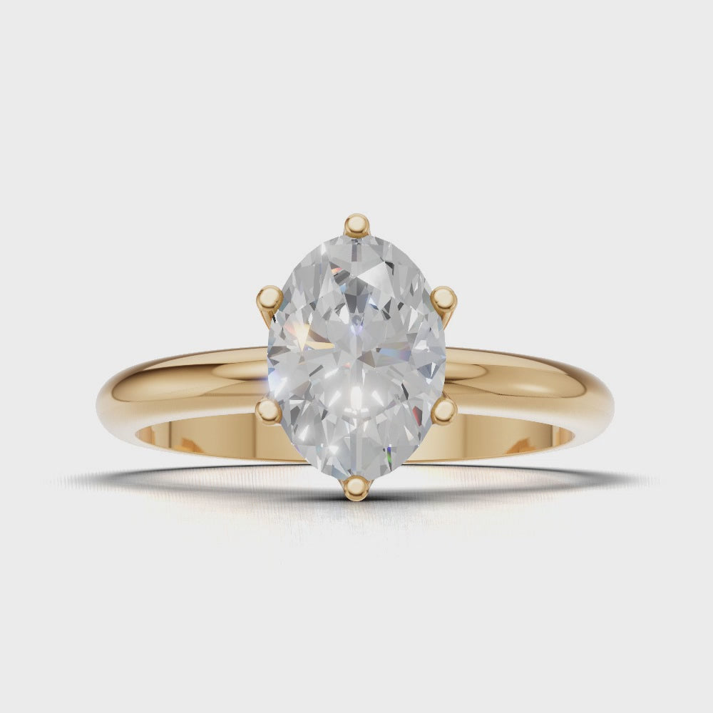 Calice, 1ct oval lab grown diamond engagement ring, Petal Set, 18K yellow gold - turning