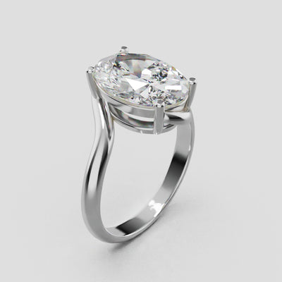 Meandro, 3ct oval lab grown diamond engagement ring, Bypass, 18K white gold - turning