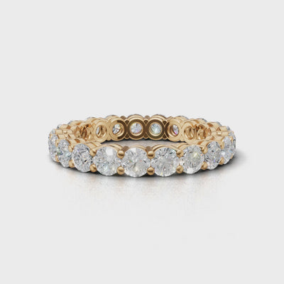 Full Eternity Basket 3mm lab grown diamond wedding band, 18K yellow gold - turning