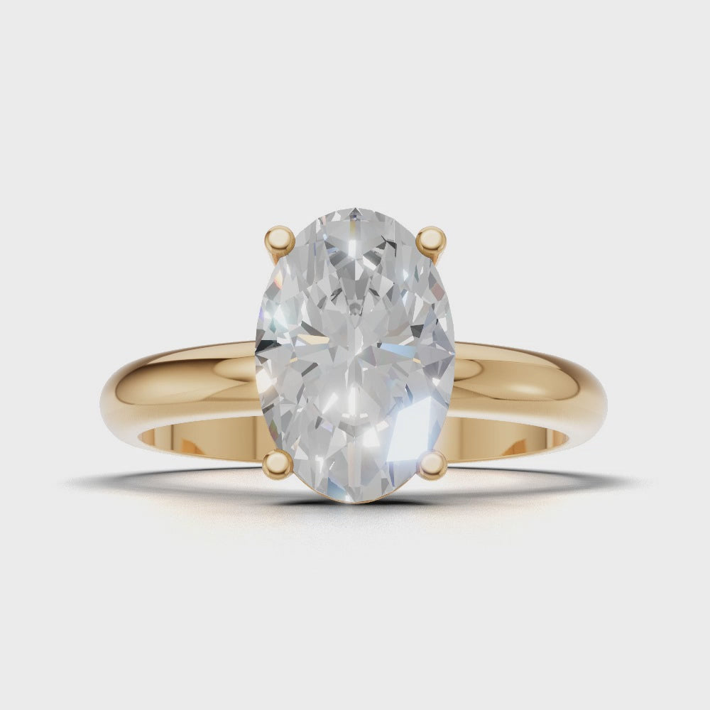 Candore, 1.5ct oval lab grown diamond engagement ring, Plain Sides, Plain Gallery, 18K yellow gold - turning