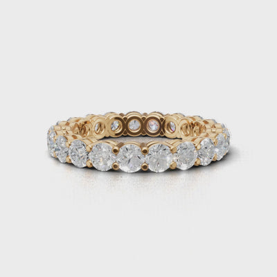 Full Eternity Basket 3.2mm lab grown diamond wedding band, 18K yellow gold - turning