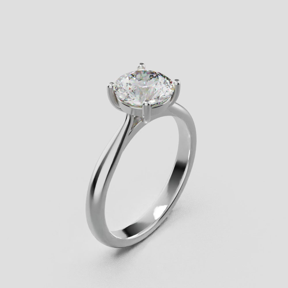 Navata, 1ct round lab grown diamond engagement ring, Cathedral Plain Sides, 18K white gold - turning