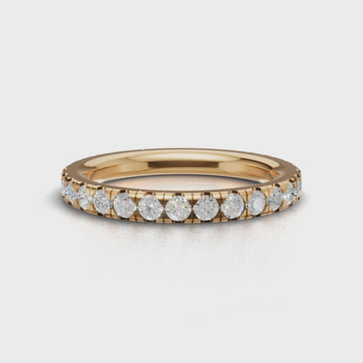 Full Eternity Pave 1.7mm lab grown diamond wedding band, 18K yellow gold - turning