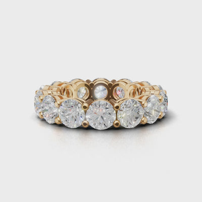 Full Eternity Basket 5mm lab grown diamond wedding band, 18K yellow gold - turning