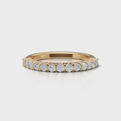 Half Eternity Basket 2mm lab grown diamond wedding band, 18K yellow gold - turning