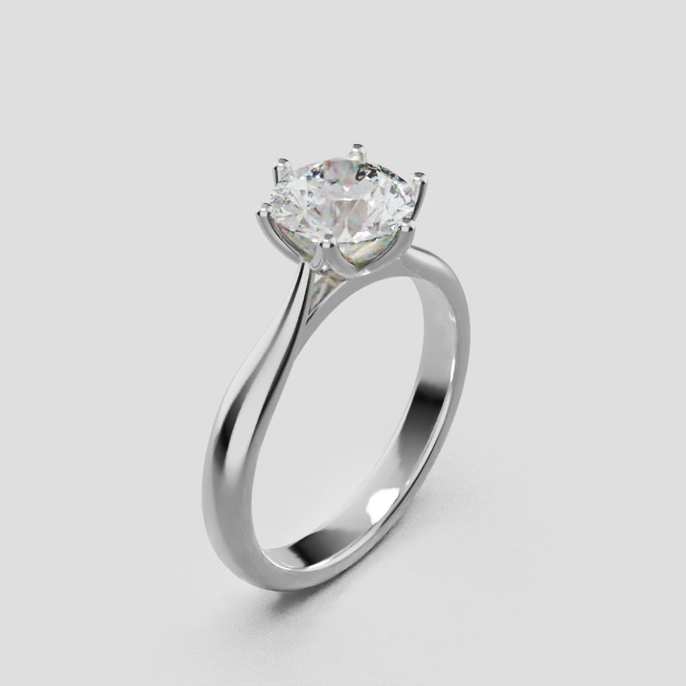 Germoglio, 1ct round lab grown diamond engagement ring, Hidden Petal Set, Fixed Width, 18K white gold - turning