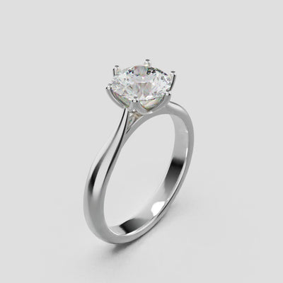 Germoglio, 1ct round lab grown diamond engagement ring, Hidden Petal Set, Fixed Width, 18K white gold - turning