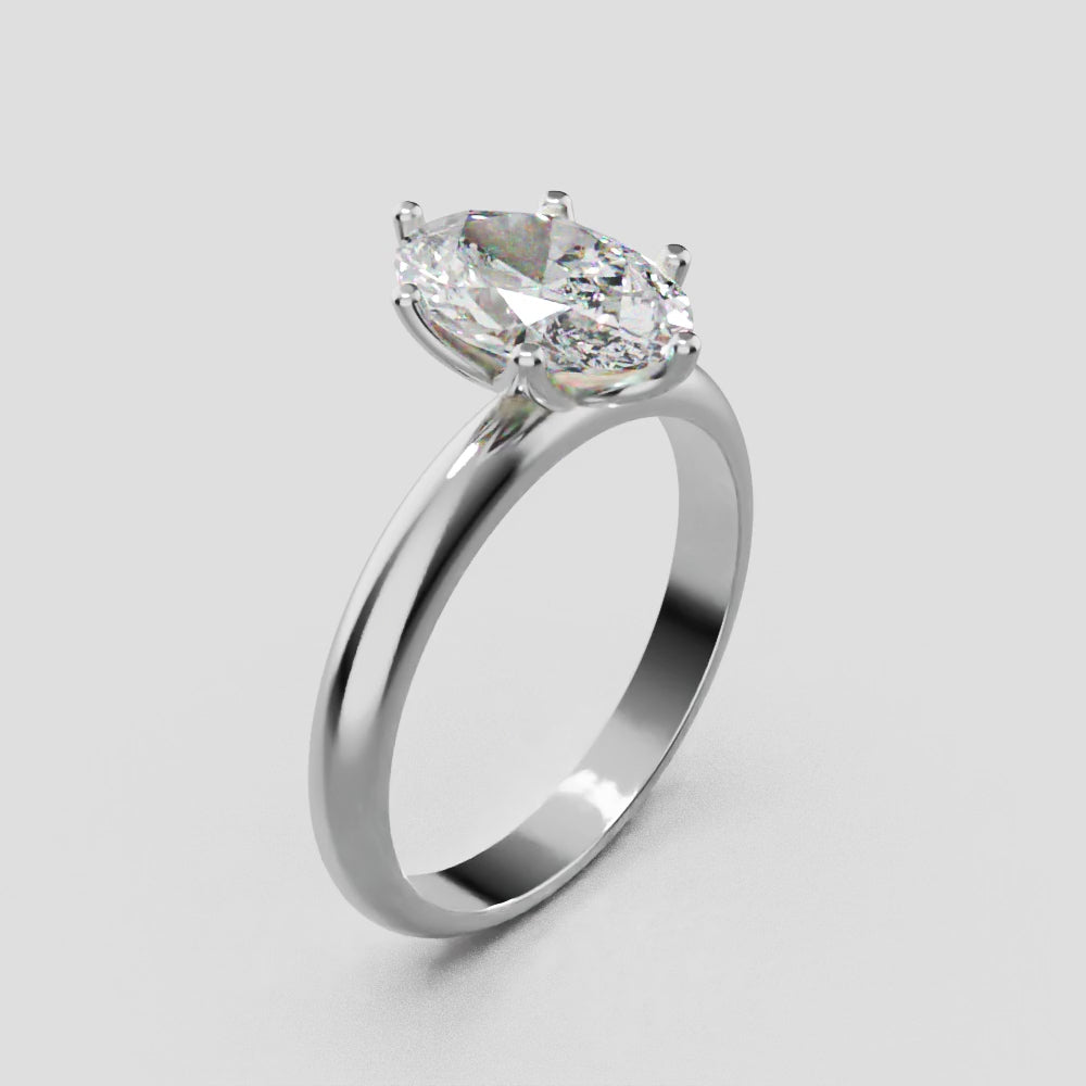 Calice, 1.5ct oval lab grown diamond engagement ring, Petal Set, 18K white gold - turning