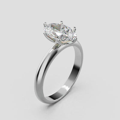 Calice, 1.5ct oval lab grown diamond engagement ring, Petal Set, 18K white gold - turning