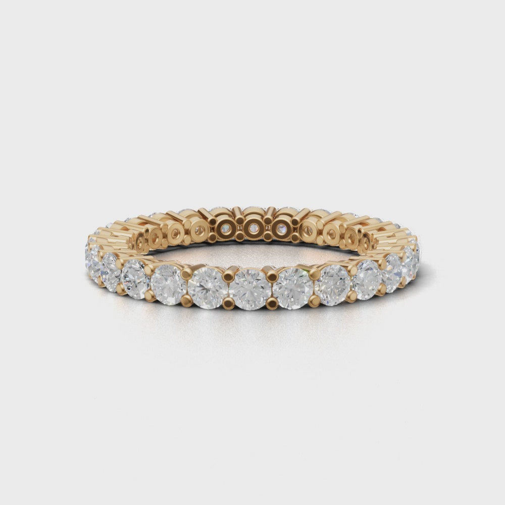 Full Eternity Basket 2.5mm lab grown diamond wedding band, 18K yellow gold - turning