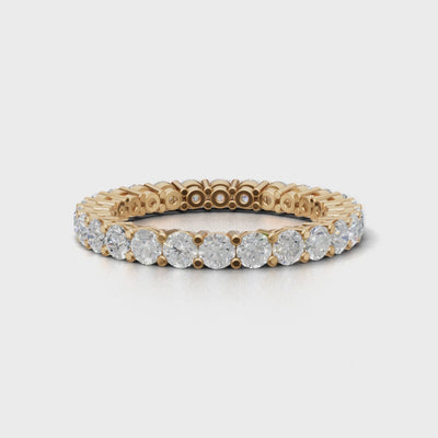 Full Eternity Basket 2.5mm lab grown diamond wedding band, 18K yellow gold - turning