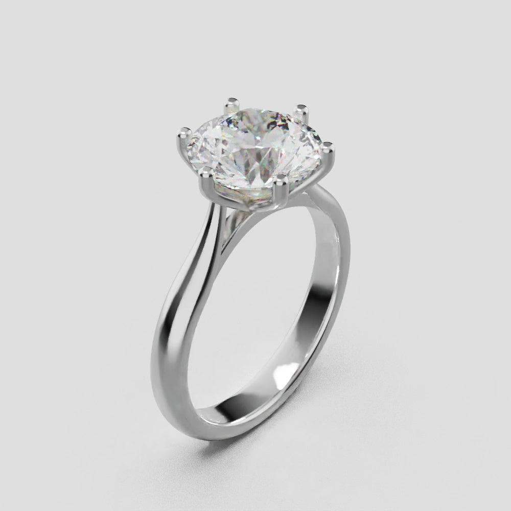 Corolla, 2ct round lab grown diamond engagement ring, Petal Cathedral, 18K white gold - turning
