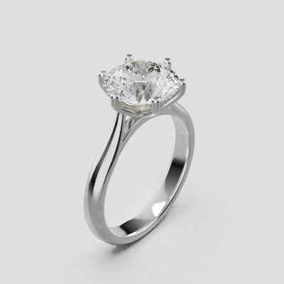 Corolla, 2ct round lab grown diamond engagement ring, Petal Cathedral, 18K white gold - turning