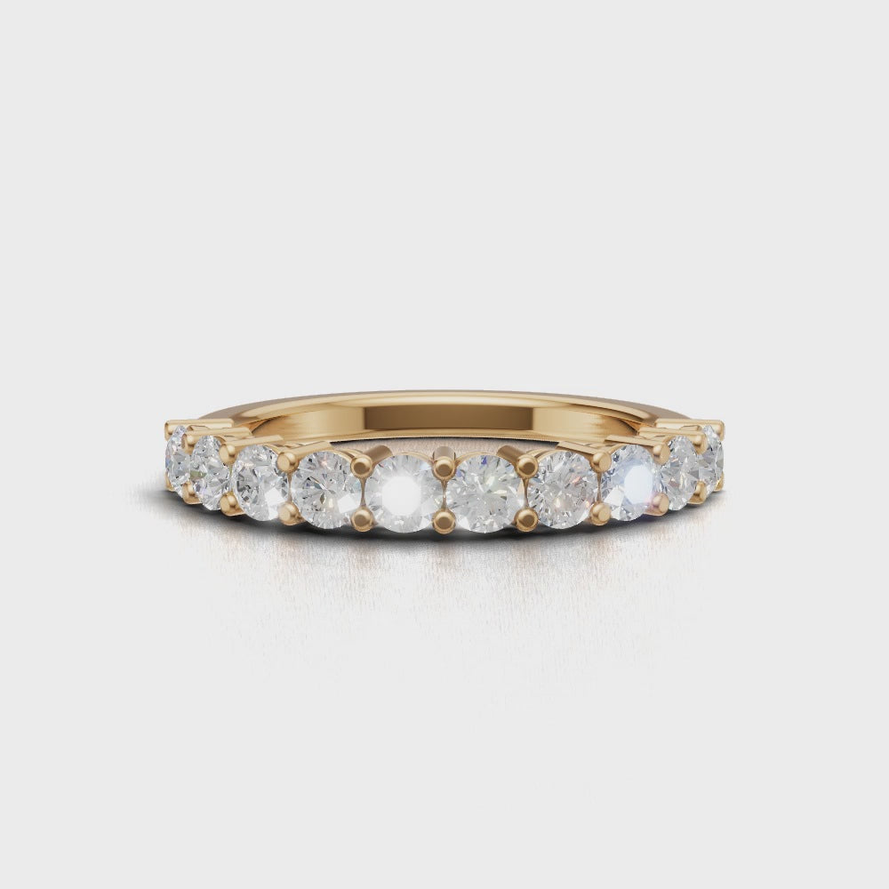 Half Eternity Basket 2.8mm lab grown diamond wedding band, 18K yellow gold - turning