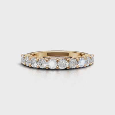 Half Eternity Basket 2.8mm lab grown diamond wedding band, 18K yellow gold - turning