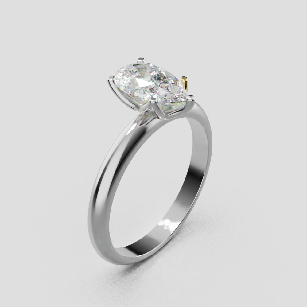 Sboccio, 1ct pear lab grown diamond engagement ring, Petal Set, 18K white gold - turning