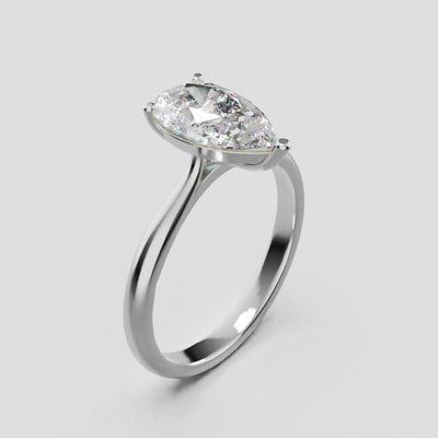Guglia, 1.5ct pear lab grown diamond engagement ring, Cathedral, 18K white gold - turning