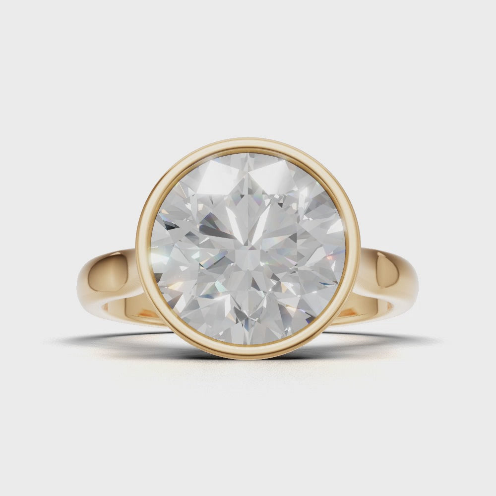 Cerchia, 3ct round lab grown diamond engagement ring, Bezel Cathedral, 18K yellow gold - turning