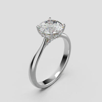 Arcata, 1.5ct round lab grown diamond engagement ring, Cathedral Hidden Halo Bridge, 18K white gold - turning