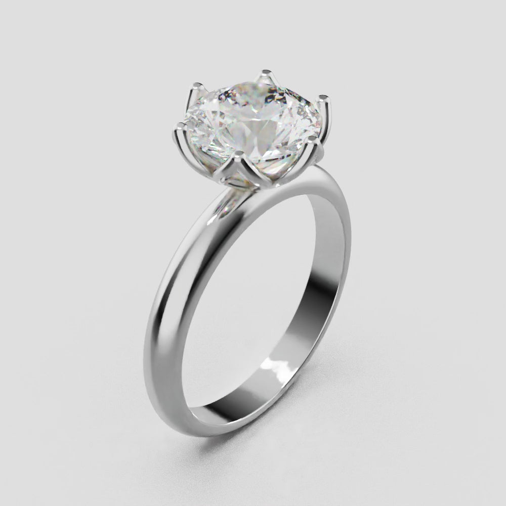 Fiorita, 2ct round lab grown diamond engagement ring, Petal Visible, 18K white gold - turning