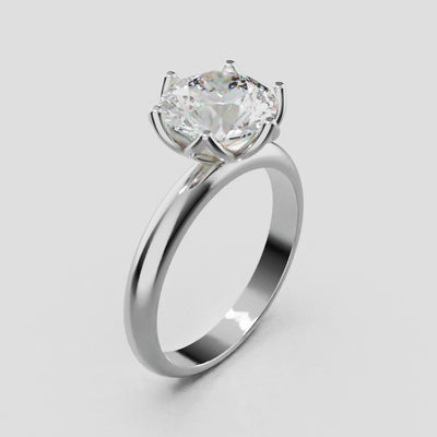 Fiorita, 2ct round lab grown diamond engagement ring, Petal Visible, 18K white gold - turning