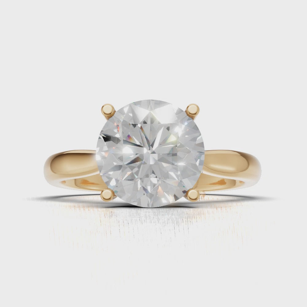 Arcata, 2ct round lab grown diamond engagement ring, Cathedral Hidden Halo Bridge, 18K yellow gold - turning