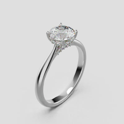 Arcata, 1ct round lab grown diamond engagement ring, Cathedral Hidden Halo Bridge, 18K white gold - turning