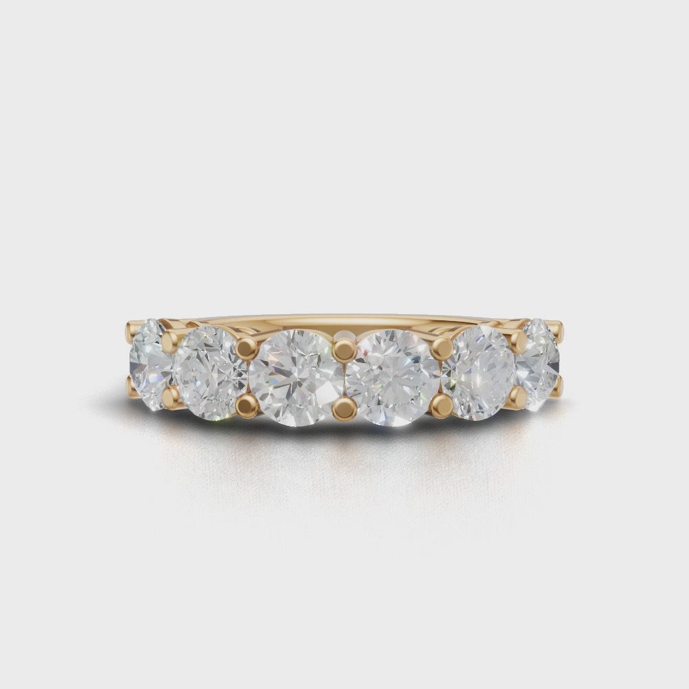 Half Eternity Basket 4.7mm lab grown diamond wedding band, 18K yellow gold - turning