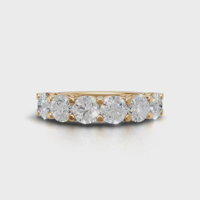 Half Eternity Basket 4.7mm lab grown diamond wedding band, 18K yellow gold - turning
