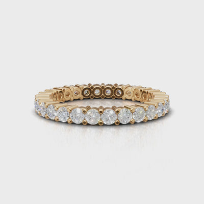 Full Eternity Basket 2.2mm lab grown diamond wedding band, 18K yellow gold - turning