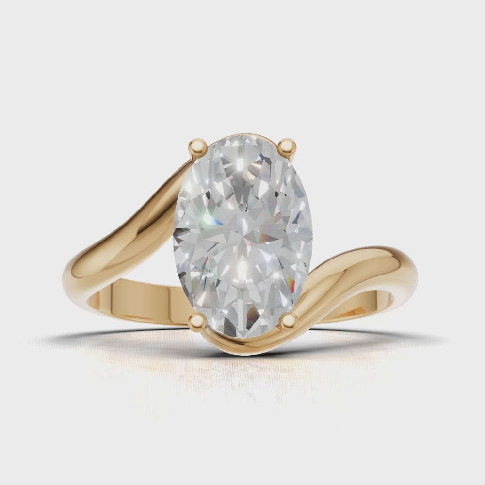 Meandro, 1.5ct oval lab grown diamond engagement ring, Bypass, 18K yellow gold - turning