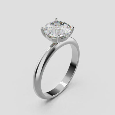 Limpido, 1.5ct round lab grown diamond engagement ring, Plain Sides, Plain Gallery, 4 Prongs, 18K white gold - turning