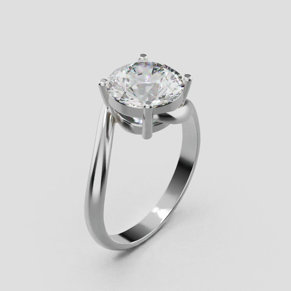 Incrocio, 2ct round lab grown diamond engagement ring, Bypass, 18K white gold - turning